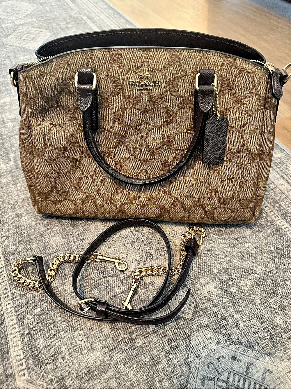 Coach Station Carryall Bag In Signature Canvas Satchel Brown